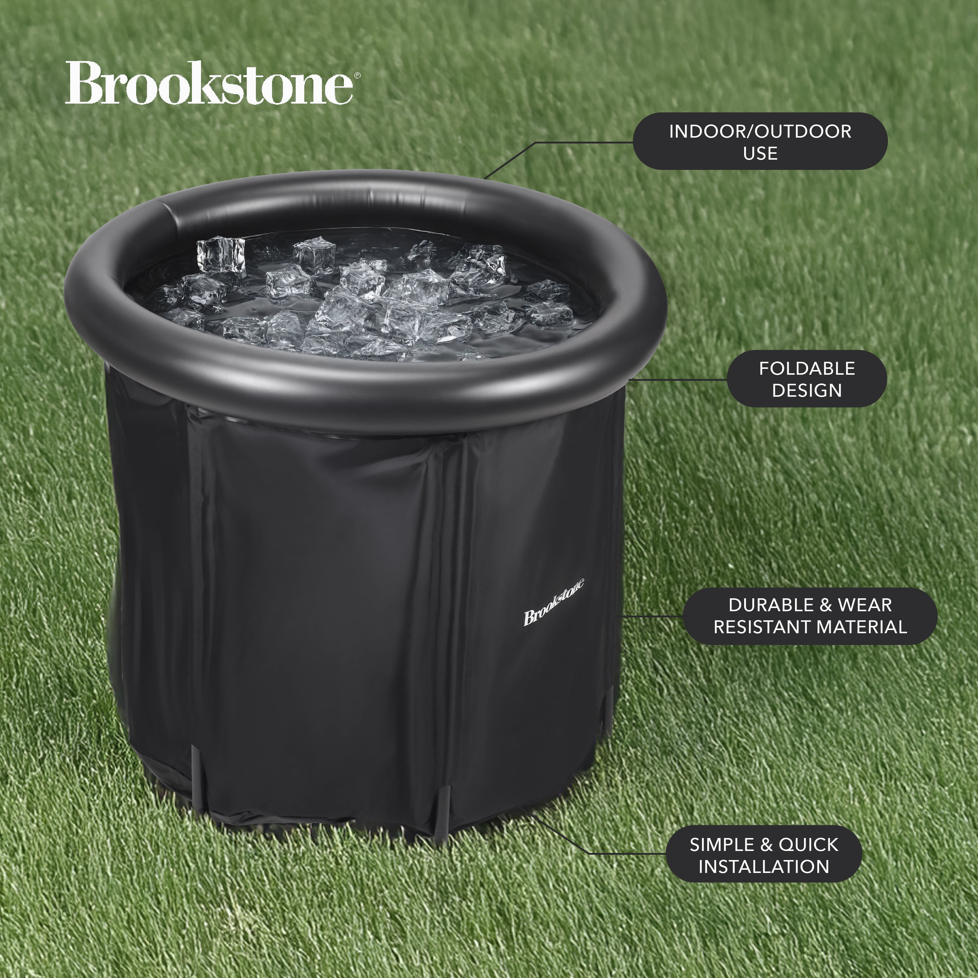 Brookstone Portable Ice Bath Cold Plunge Water Therapy Tub, Plastic Cover, Helps with Arthritis, Athletes Recovery, One Size