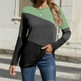 thumbnail image 4 of Women's Plus Size Shirts Fashion Color Block Tops Round Neck Long Sleeve Blouses Dressy Casual Going Out Clothes, 4 of 6