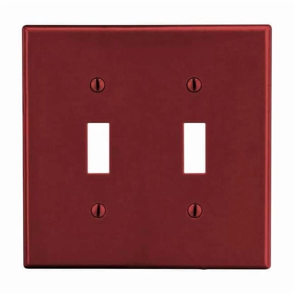 Hubbell Wiring Device-Kellems Tgl Switch Wll Plt,Mid;Red,2Gng,Smth Stn PJ2R