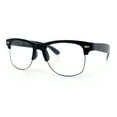 thumbnail image 5 of SA106 Mens Hipster Half Horn Rim Clear Lens Geek Fashion Eyeglasses Black Gunmetal - Clear, 5 of 8
