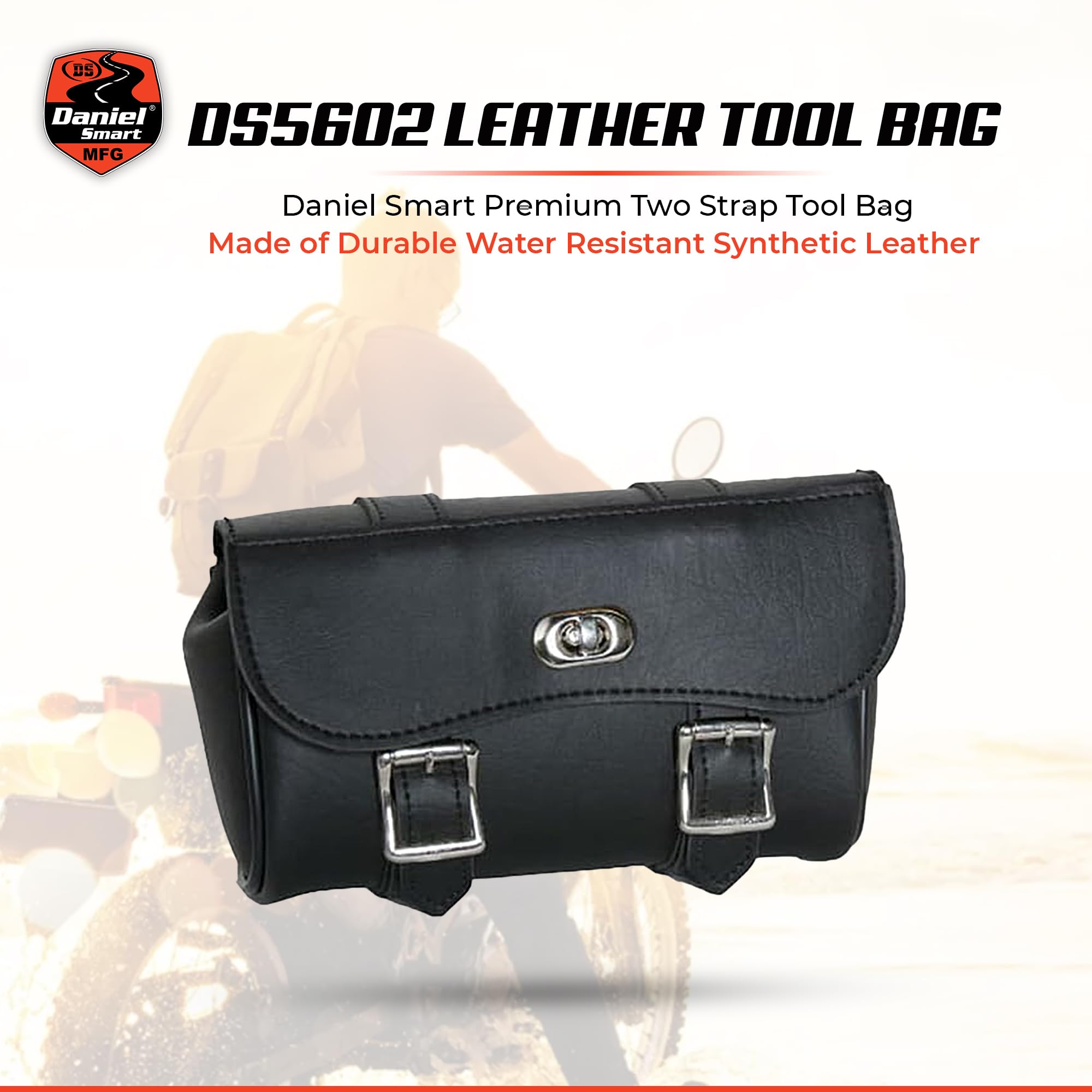 Daniel Smart Two Strap Tool Bag with Classic Design -Waterproof and Durable Premium Synthetic Leather with Stunning Twist and Pin Buckle Lock