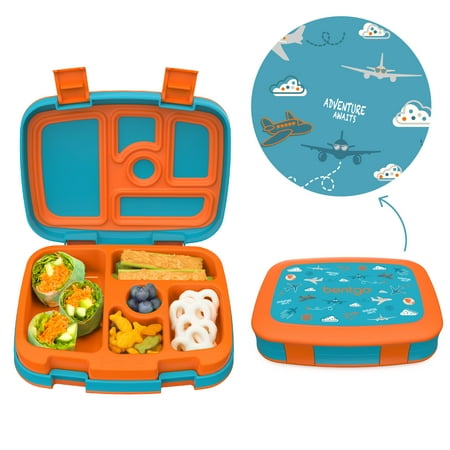 

Bentgo Kids Prints Leak-Proof 5-Compartment Bento-Style Kids Lunch Box - BPA-Free Dishwasher Safe Food-Safe Materials (Planes)