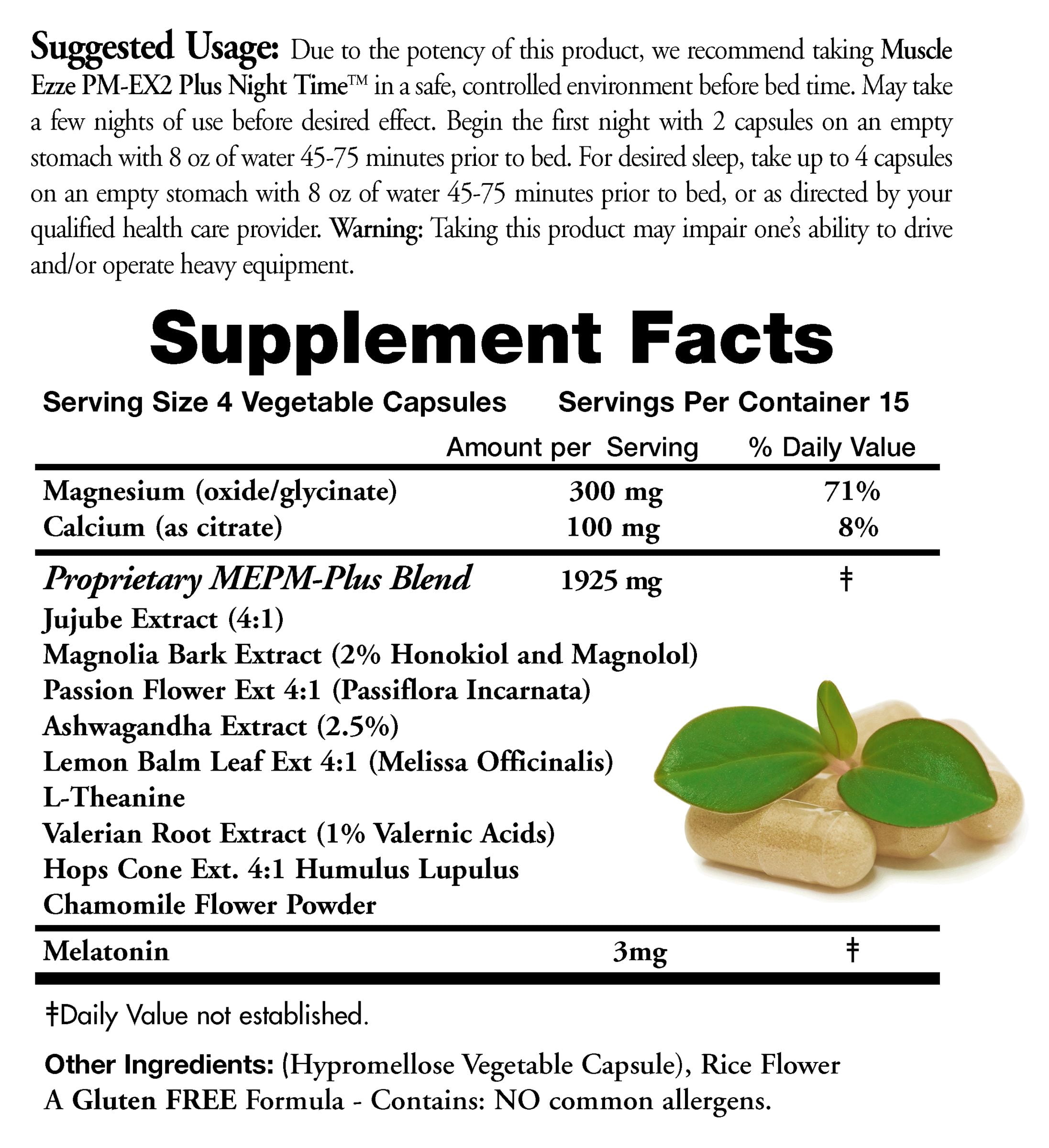 (Pack of 3) Natural Sleep Aid Muscle Ezze PM Plus Night Time Capsules by Doctors Nutra Nutraceuticals - Sleep Aid, Nighttime Use, Naturally Derived Ingredients - Safe and Effective - Gluten-Free