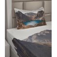 thumbnail image 2 of Ambesonne Mountain Fitted & Top Sheet Set with Sham, Lake Nature Earth, Brown Teal, 2 of 4