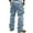 Blue, variant on Mens Corduroy Cargo Pants Baggy Elastic Waist Multi Pocket Military Trousers Color: Coffee Size: XXXS