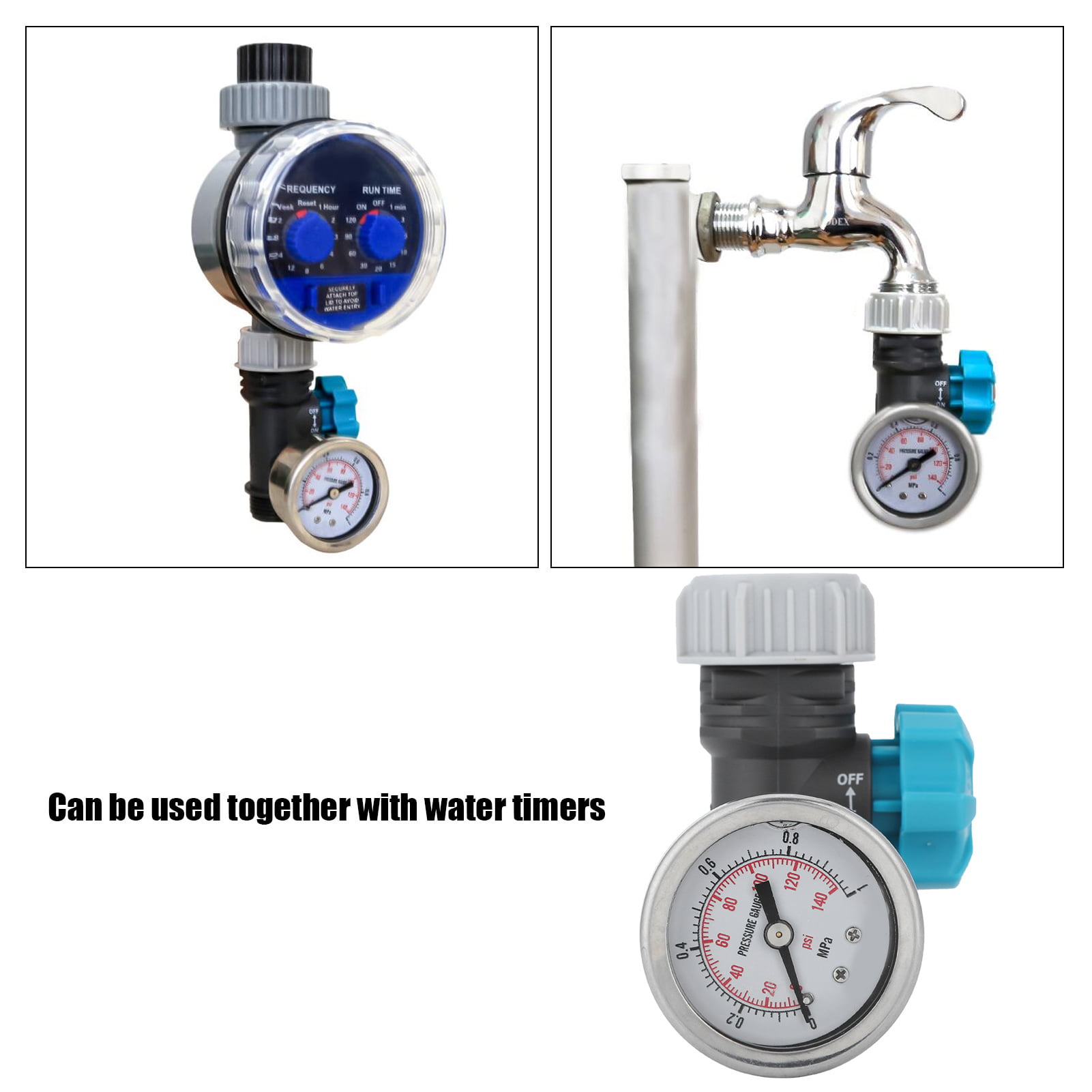 Details about   G3/4in Adjustable Water Pressure Regulator Valve With Pressure Gauge Greenhouse 