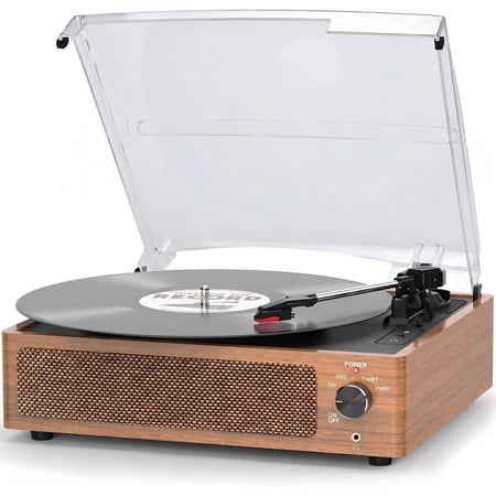 TT-531 Vinyl Record Player Built-in Stereo Speakers Bluetooth 3-Speed Belt-Drive Turntable 33/45/78 RPM 7/10/12 Inch RCA Output Gift for Music Lovers