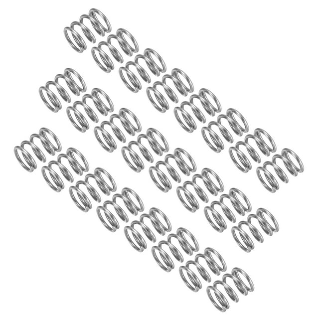 Lot de 25 Ressort de Compression, Acier Inoxydable 304 8mm OD Fil 1mm Longueur 10mm Ressort Mécanique pour Atelier Projet de Réparation Maison, Ton Argent