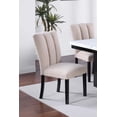 thumbnail image 5 of White Faux Marble Black Frame Table 6x Chairs Channel Tufting Upholstered Chairs 7pc Dining Set Rubberwood Dining Room Furniture, 5 of 10