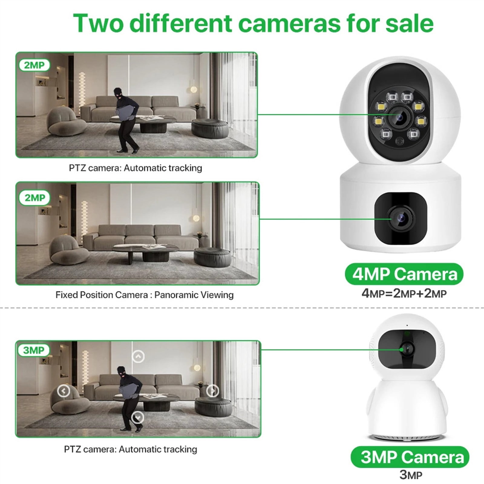 security camera， 2K 4MP Dual Lens PTZ IP Camera Dual Screen Home Security Camera 3MP HD Auto Tracking Baby Monitor Video Surveillance HD Night Vision