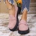 thumbnail image 2 of Wensltd Women's Fashion Loafers Solid Color Round Toe Block Heel Low Heel Thick Sole Slip-On Shoes for Daily Wear Office Work, 2 of 9