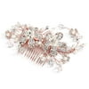 Mariell Vintage Wedding Rose Gold Hair Comb for Brides - Blush Flowers, Pearls & Crystal Hair Vine Sprays
