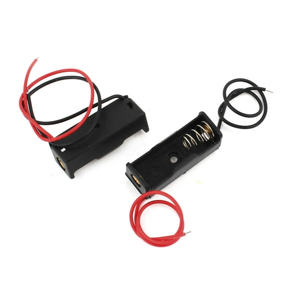 2Pcs 12V 23A Wire Black Plastic Spring Clip Battery Holder