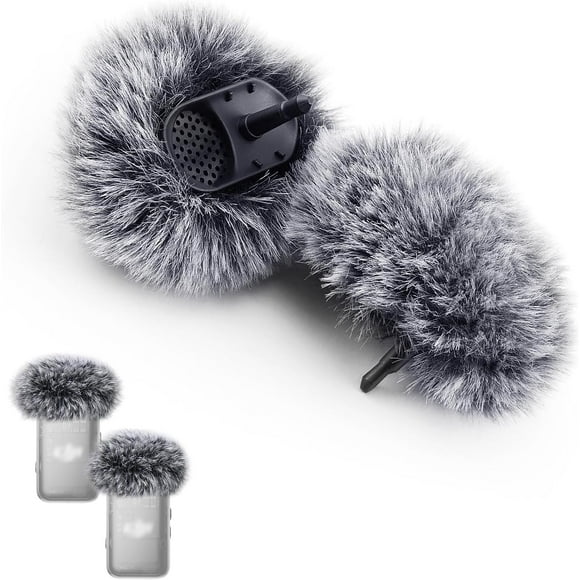 shiyou-2-Pack Windscreen Compatible with DJI Mic 2 Transmitters/OSMO Pocket 3 - Furry Microphone Wind Muff Foam Cover (Not for DJI Mic 1), Gray