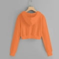 thumbnail image 4 of IVEYRTF Girls Hooded Crop Sweatshirt Long Sleeve Pullover Tops with Pocket Casual Fall Winter Jacket Outerwear for Teen Youth Kids(Orange,13-14 Years), 4 of 7