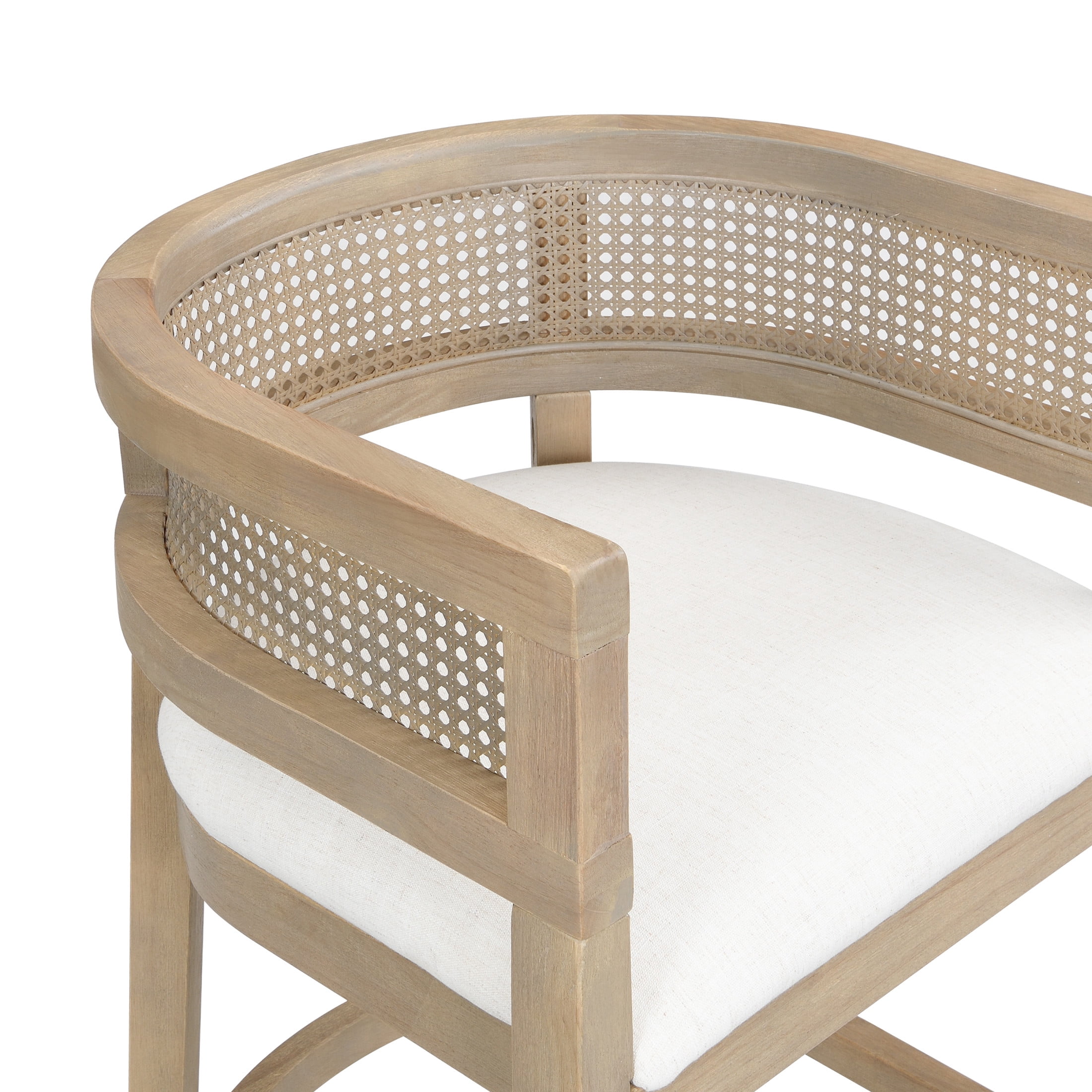 Christopher Knight Home 29.5" Upholstered Bar Stools, Wood Frame with Rattan Back, Light Ash, Set of 2