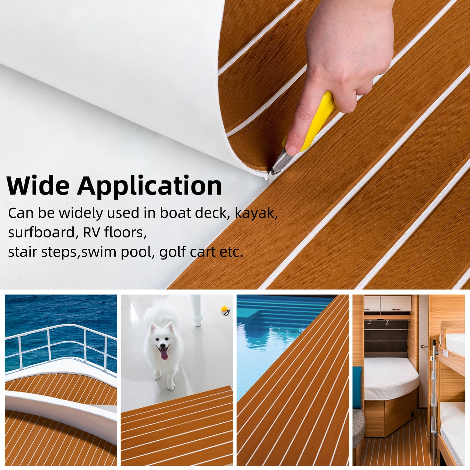 AbahubFit EVA Foam Boat Flooring 96"x45.6"/36"/28.8", 48"x16.8", Self Adhesive Non-Slip Marine Deck Mat for Motorboat Kayak Surfboard SUP
