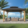 thumbnail image 3 of EAGLE PEAK 13' x 11' x 10’ Outdoor Backyard Cedar Framed Hardtop Gazebo, 3 of 13