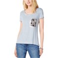 thumbnail image 1 of Camiseta Adornada con Bolsillo de Lentejuelas para Mujer I-N-C Azul Extragrande, 1 of 1