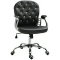 thumbnail image 3 of Vinsetto PU Leather Home Office Chair, Button Tufted Desk Chair with Padded Armrests, Adjustable Height and Swivel Wheels, Black, 3 of 10