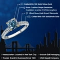 thumbnail image 2 of Gem Stone King 10K Two Tone Gold Persian Blue Moissanite and Lab Grown Diamond Engagement Ring for Women | 1.18 Cttw | Cushion 6MM | Gemstone Birthstone | Size 9, 2 of 6