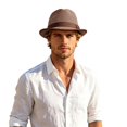 thumbnail image 3 of Straw Hat Summer Breathable Mesh Pork Pie Hat for Men, Lightweight Packable Sun Protection Beach Outdoor Jazz Cap, Classic Bowler Hat Travel Party, 3 of 6