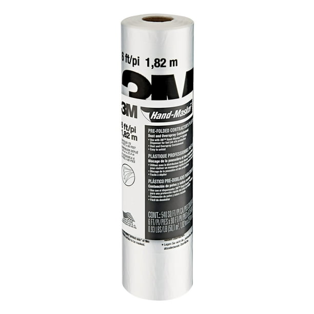 Máscara de mano de película plástica 3M, 183 cm x 27 m, rollo