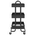 thumbnail image 4 of 3-Tier Rolling Utility Trolley Cart with Lockable Wheels, Heavy-Duty Steel Storage Organizer for Kitchen, Office, Bathroom & Beauty Supplies, Black, 16.9 x 13.4 x 31.1 Inches, 4 of 7
