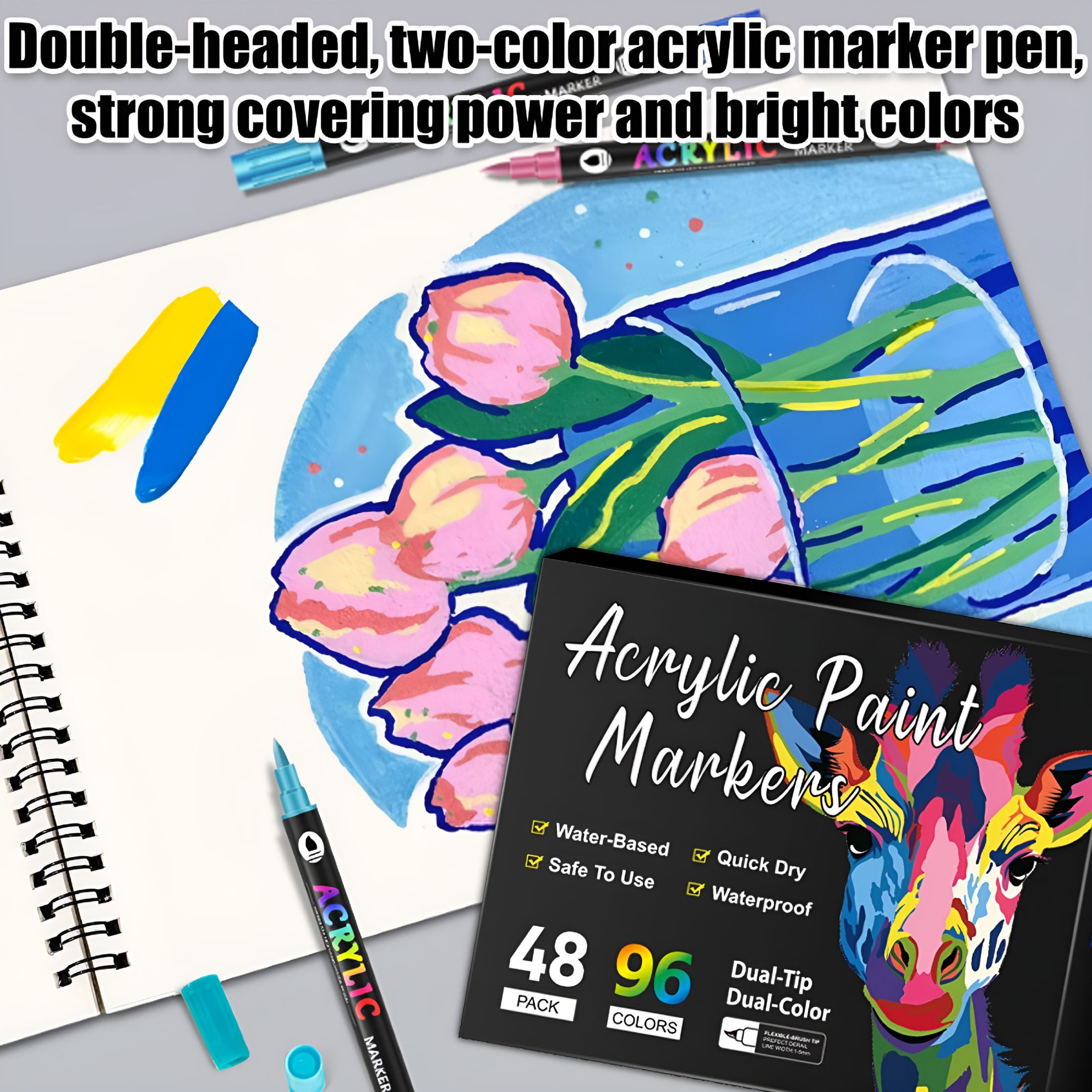 CCOCC 2026 New Marker Pens,Professional Acrylic Paint Markers Set for Rock Painting and Diy Crafts - Quick-Drying Water-Based Ink,Vibrant Colors on Ceramic Wood Canvas Plastic Black