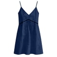 thumbnail image 5 of Afuyipoi Womens 100% Cotton V-Neck Spaghetti Strap Dress, Deep V-Neck Lace Waist A-Line Midi Dress, Soft Breathable Loose Casual Summer Beach Dress For Women Navy Size 2XL, 5 of 9