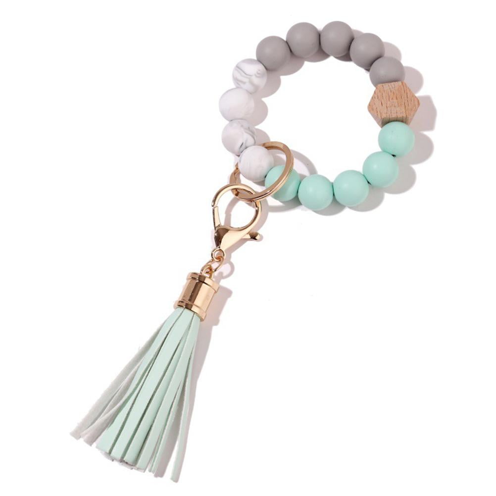 Bracelet Keychain Wristlet Silicone Bead Key Ring Bracelet for Women