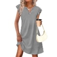 thumbnail image 3 of WIHOLL Casual Dresses for Women 2026 Spring Summer V Neck Ruffle Sleeve Sundress with Pockets Loose Fit, 3 of 11