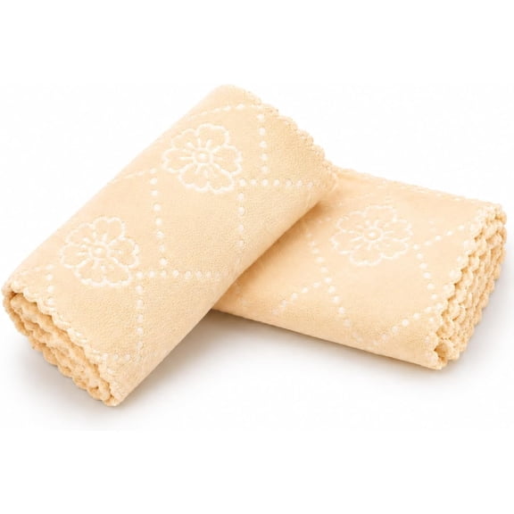 Soft Cotton Hand Towels Pack of 2 – Absorbent Reusable Washcloths for Bathroom, Kitchen & Face, Quick Dry, Machine Washable, 10 x 10 Inch (Orange)