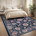thumbnail image 3 of ODIKA 8'x10' Washable Area Rug Non-Slip Chair-Friendly Mat Scatter Pink Boho Delicate Scroll Vine Border Entry Door Entryway for Dining Room, Large Office, Lounge, 3 of 7