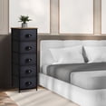 thumbnail image 3 of Sorbus Nightstand Dresser with 5 Drawers - Tall Storage Tower Unit Organizer for Bedroom, Hallway, Closet, College Dorm - Chest Drawer for Clothes, Steel Frame, Wood Top, Fabric Bins (Rustic Black), 3 of 6