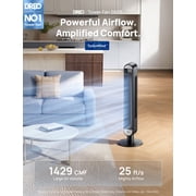 DREO 42 Tower Fans for home, Standing Bladeless Fan with Remote, 90° Oscillating Fan with LED Display, 12H Timer, 6 Speeds, 4 Modes, 26 ft/S High Velocity, 28dB Ultra Quiet Bedroom Fans