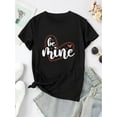 thumbnail image 2 of Camiseta Ligera de verano para mujerWomen's Casual "BE MINE" Heart Graphic Tee - Short Sleeve, Round Neck, Comfortable Polyester Blend, Perfect for Casual AttireFather's Day, Mother's Day, New Year,, 2 of 6