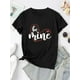 thumbnail image 2 of Camiseta Ligera de verano para mujerWomen's Casual "BE MINE" Heart Graphic Tee - Short Sleeve, Round Neck, Comfortable Polyester Blend, Perfect for Casual AttireFather's Day, Mother's Day, New Year,, 2 of 6