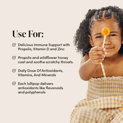 Beekeepers Naturals Kids Green Apple Throat Soothing Lollipops with Propolis and Vitamin D, 10 Count