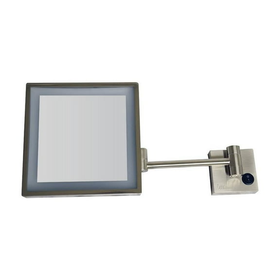 Whitehaus Collection  Square Wall Mount Led 5X Magnified Mirror Brushed