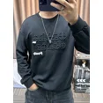 thumbnail image 3 of Sudaderas para hombre con letras bordadas, ropa para hombre, jersey blanco ajustado, sin capucha, cálido, de algodón, elegante, a bajo precio, 3 of 4