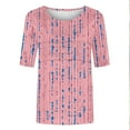 thumbnail image 5 of Summer Tshirts for Women Half Sleeve Floral Graphic Printed Tunic Tops Loose Fit Crew Neck Pleated Base Casual Tees (2XL, Pink), 5 of 7