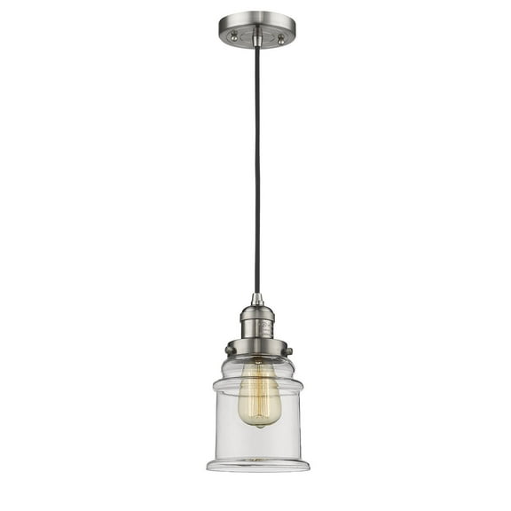 Innovations 201C-SN-G182-LED Canton 1 Light Mini Pendant part of the Franklin Restoration Collection, Brushed Satin Nickel