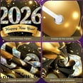 thumbnail image 4 of Golden Theme Happy New Year Banner Sparkling Crystal 2026 New Year Display Glittering Stars Gold Balloons New Year Backdrop for New Year Party 2026 Celebration Indoor Decoration, 4 of 9