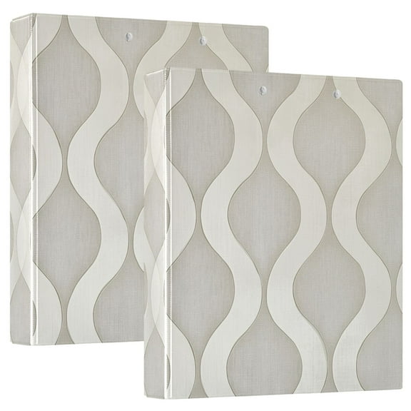 FORMRS 3 Ring Binder 1.5 inch with Pockets Set of 2 Clip Board 200 Sheets Capacity, Light Gray Pattern