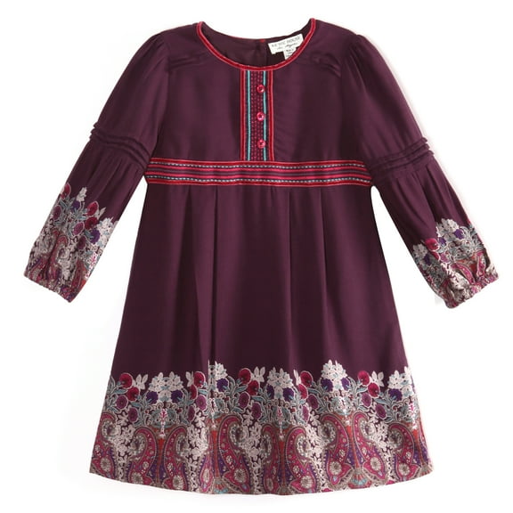 Richie House Girls' Dress with Embroidered Florals RH0740