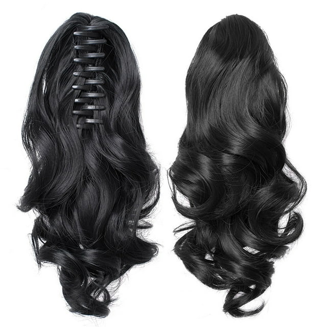 CAROOTU Clip-On Bouclé Queue de Cheval Cheveux Extension Femmes Griffe sur Long Perruque Ondulée Cheveux Morceau