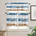 thumbnail image 2 of Vintage Blue Kitchen Curtains and Valances Set, Brown Wood Grain Mottled Texture Abstract Art Rod Pocket Window Valance Window Curtain Panels for Living Room Bedroom Laundry, 27.5x36in, 3 Pieces, 2 of 7