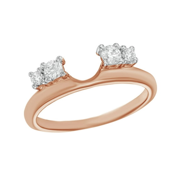 AFFY White Natural Diamond Solitaire Enhancer Guard Ring in 14k Rose Gold (1/4 Cttw)