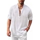 thumbnail image 4 of Camisa Henley De Lino Con Cuello Alto, Manga Larga, Casual,, 4 of 6